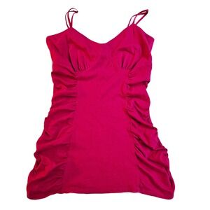 Bisou Bisou Michele Bohbot Pink Ruched Cotton Babydoll Cami Top Med Y2K Layering